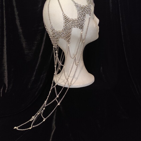 Medieval headdress/ chainmaille headdress/ Medieval headdress/ Chainmail headdress