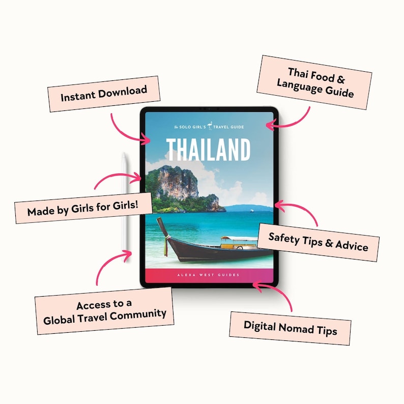 Thailand Travel Guide – A digital download featuring must-visit temples, stunning islands, hidden gems, and a curated itinerary. Perfect for solo travelers, backpackers, and adventure seekers exploring Thailand. Instantly download this guide to plan your trip with expert tips on where to stay, eat, and explore!