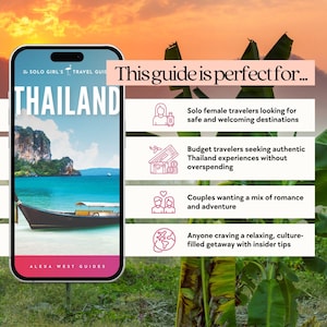Thailand Travel Guide – A digital download featuring must-visit temples, stunning islands, hidden gems, and a curated itinerary. Perfect for solo travelers, backpackers, and adventure seekers exploring Thailand. Instantly download this guide to plan your trip with expert tips on where to stay, eat, and explore!