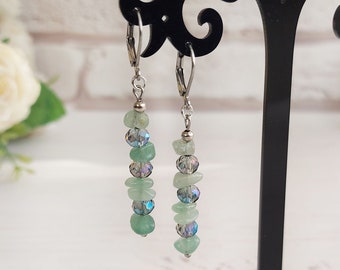 Orecchini di giada, orecchini di cristallo di nefrite verde, orecchini lunghi con perline, orecchini pendenti a grappolo, orecchini con pietre preziose, gioielli di giada