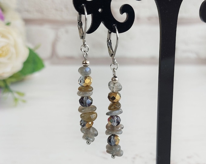 Gemstone chip earrings