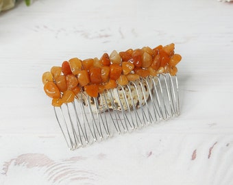 Demoiselles d'honneur d'accessoires pour cheveux en pierre de mariage bohème, pince à cheveux en cristaux de perles orange, peigne à cheveux en cristaux de mariée, morceau de cheveux en cornaline