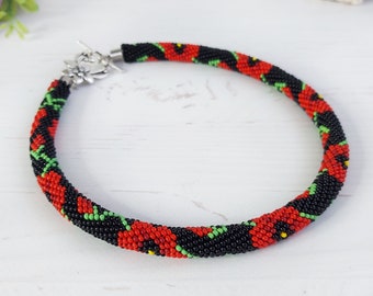 Collier Vintage Perles En Pâte De Verre Et Malachite Naturelle - Vert Ancien - Occasion