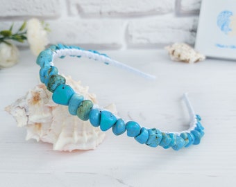 Turquoise Edelstein Stirnband, Mädchen Kopfschmuck für Abschlussball, Braut teal Haarteil, Frauen Haarband, Kristalle Perle Stirnband, Hochzeit blaue Krone