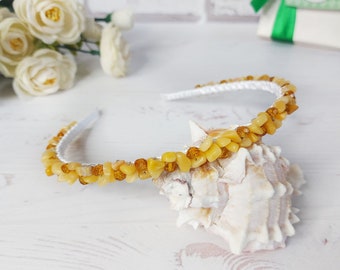 Beach wedding yellow hair piece Bridal yellow Agate crystals headband Gemstone bridesmaid hair jewelry Custom headpiece Beaded women crown
