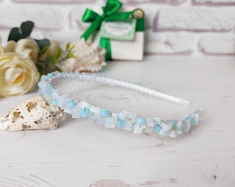 Opal headband Gemstone headpiece Festival bead fairy crown Girl Moonstone hair accessories Bridal crystal hair piece June Birthstone jewelry