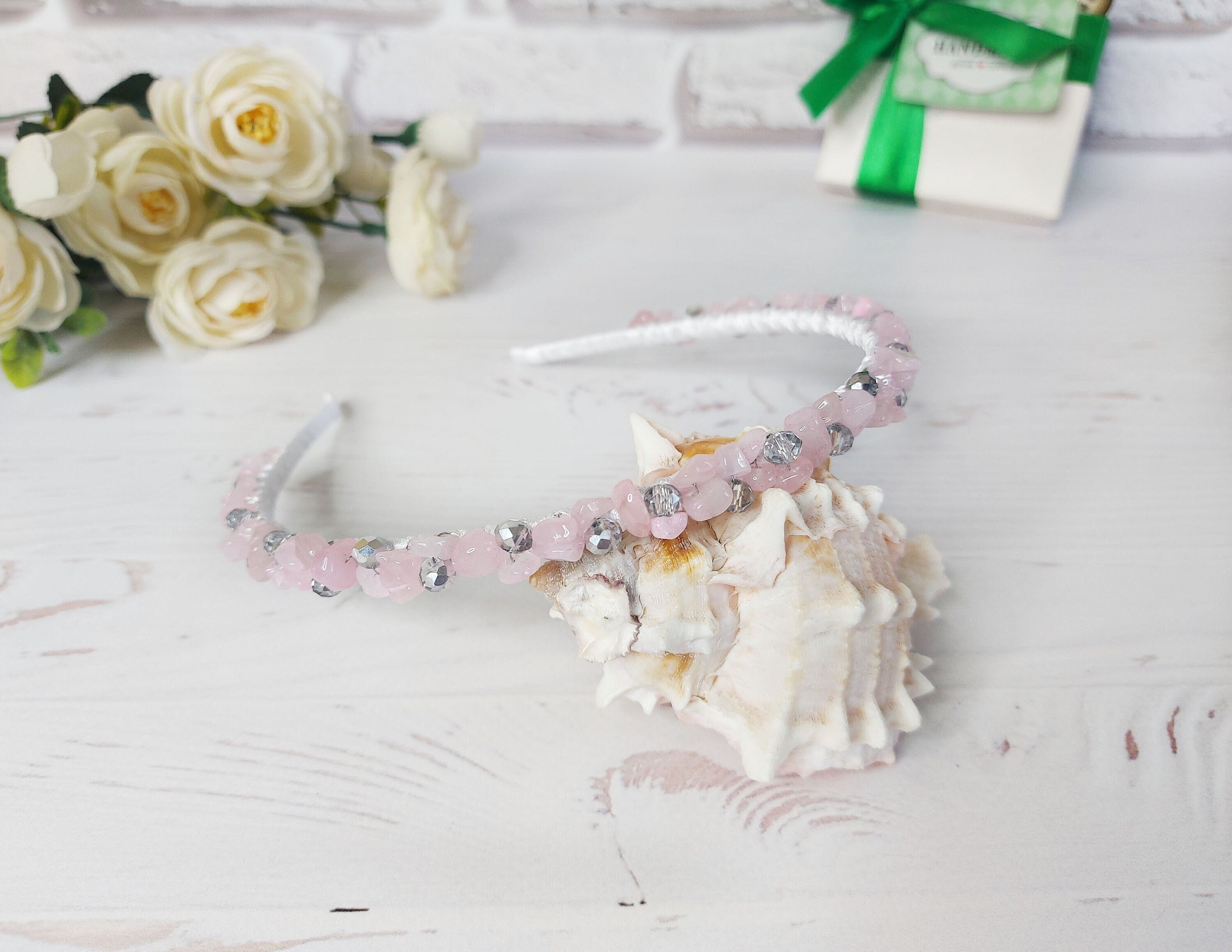Rose Gemstone Embellished Statement Headband Fuchsia Rhinestone Headband: Crystal Jeweled Wedding  main image 3