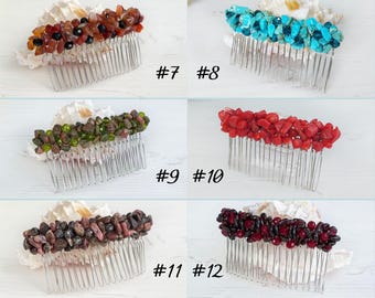 Edelstein Haarkamm für Braut Jeweled Kristall Haarspange Hochzeit Perlen Haarkamm Wählen Sie Ihren Stein Haarkamm Brautschmuck Kopfschmuck