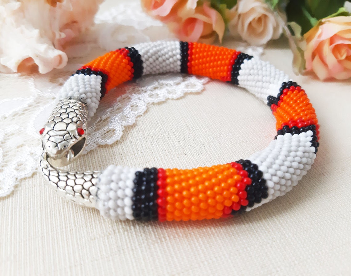 Coral snake jewelry Snake skin bracelet Serpent bracelet Etsy