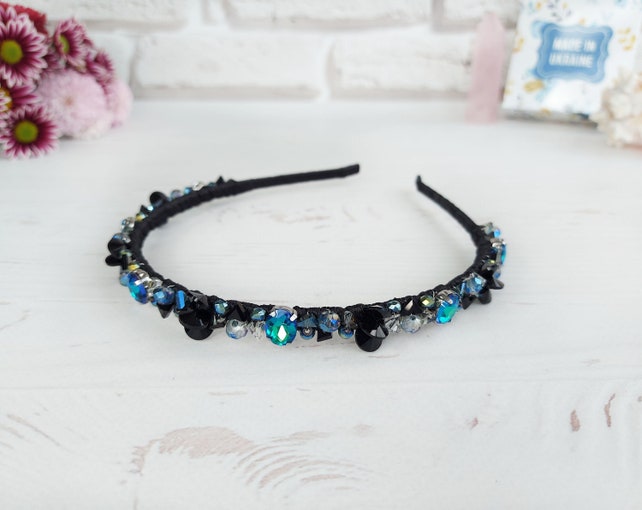 black wedding headpiece