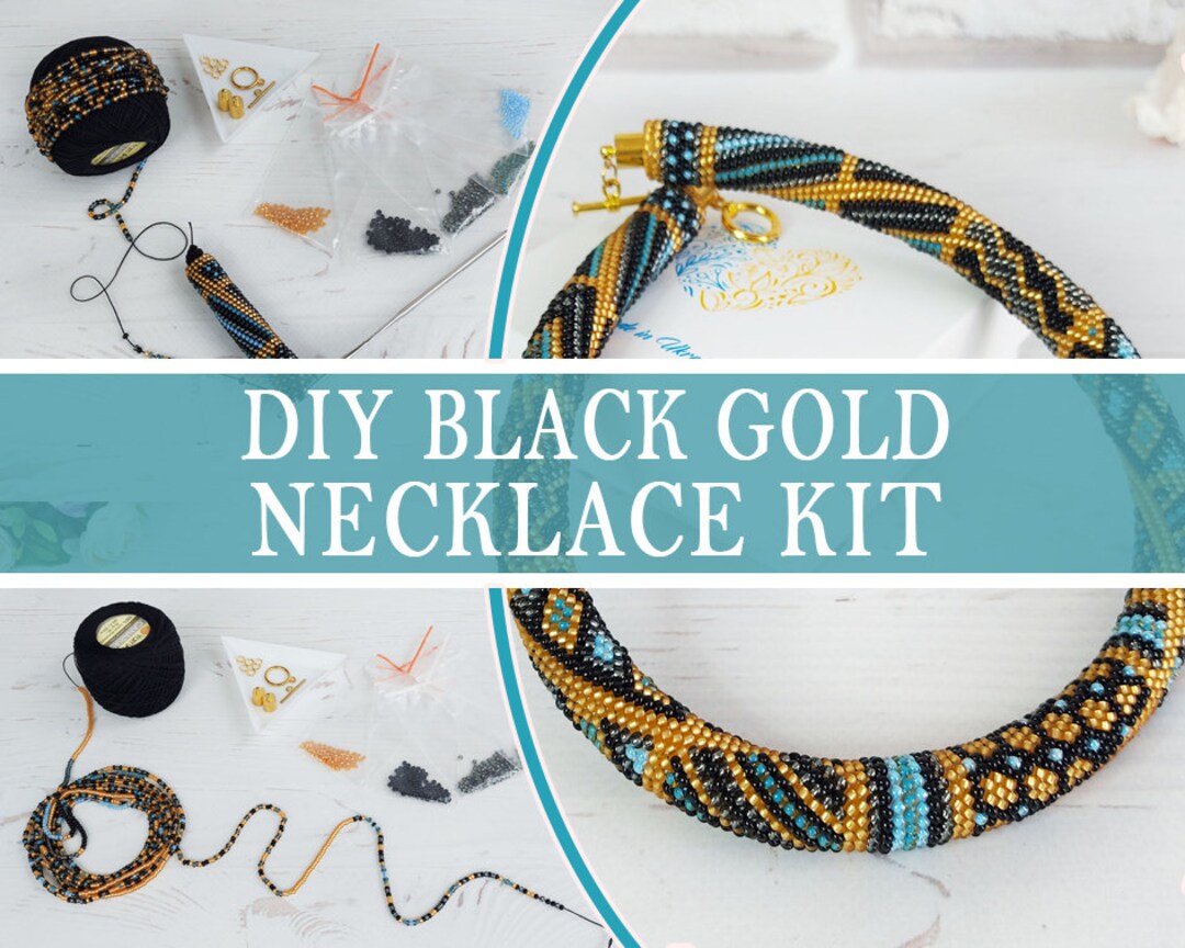 DIY Black Beading Necklace Kit, Making Necklace KIT for Grandma, Seed