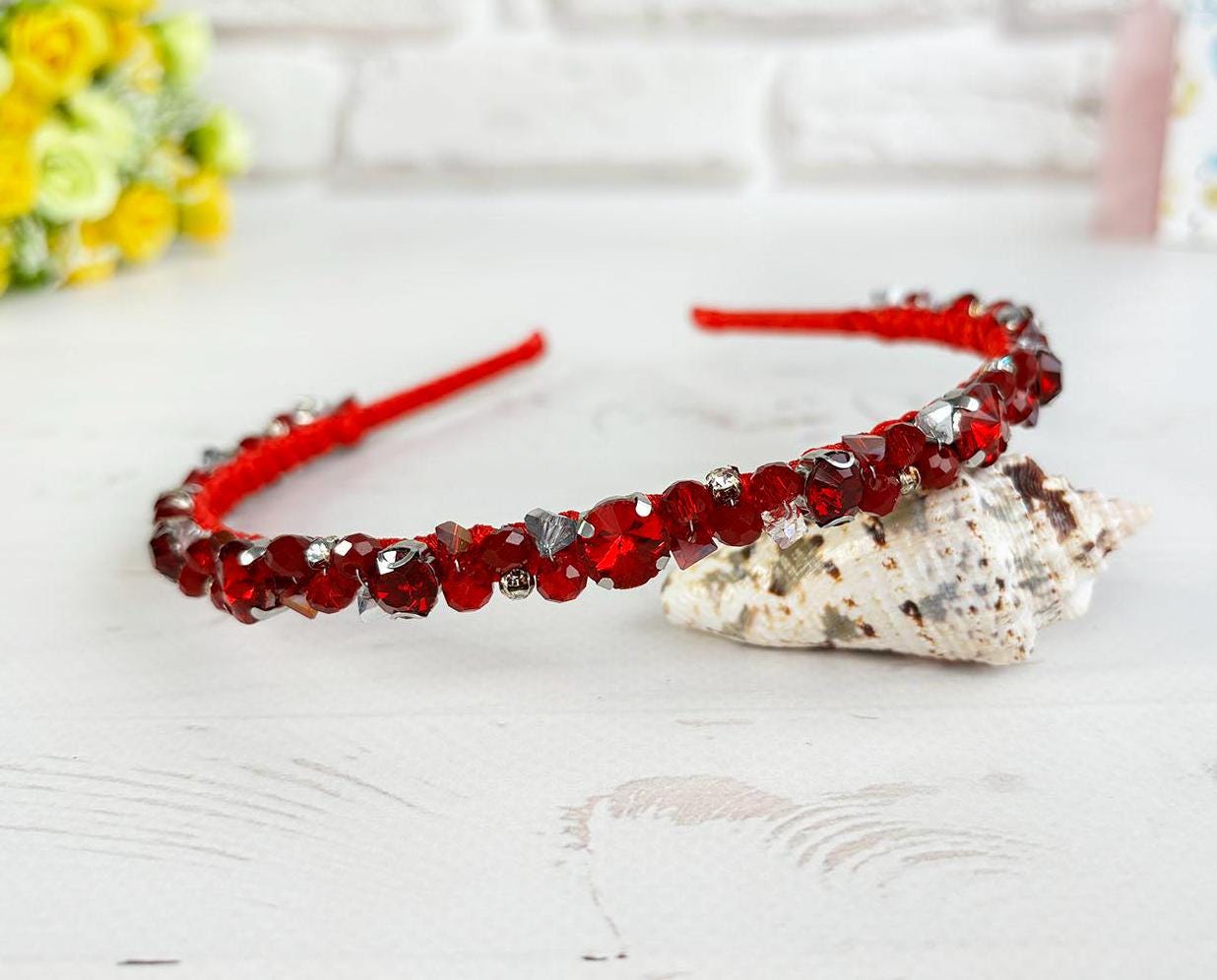 Elegant Vintage Red Crystal Headband Red Crystal Headband - Etsy main image 4