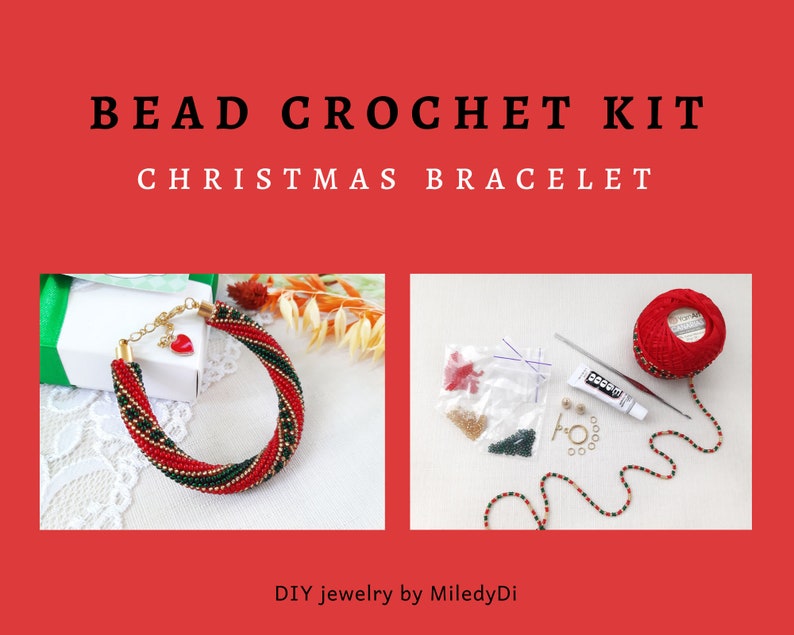 DIY Crafts Kit for Adults diy jewelry making kit Christmas bracelet making kit Seed bead crochet bracelet kit diy kit Beadwork pattern