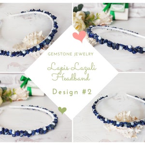 Navy blue beaded headband, Woman boho hairband, Blue crystals crown, Lapis lazuli gemstone hair accessories, Bridal wedding hair piece women image 7