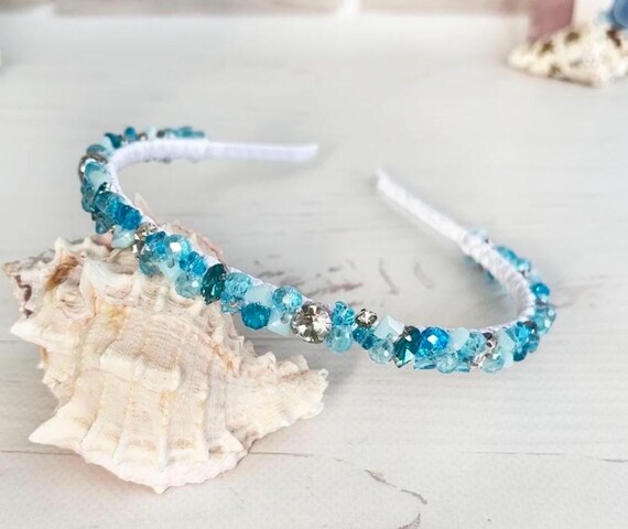 Sparkle Blue Crystals Hair Piece Bling Rhinestones Headband  display picture 2