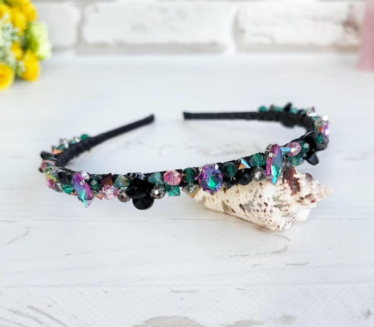 Black Headband Crystal - Etsy