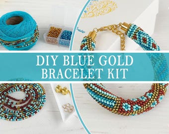 Kit de pulsera de crochet con cuentas de semillas, regalo para adultos, kit para hacer pulseras, kit de manualidades, patrón de joyería con cuentas, kit de abalorios para mujeres