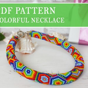 Diy Jewelry tutorial, Craft adult gift, Beading pattern necklace PDF, Seed bead crochet necklace pattern, Crafter adult gift, Diy necklace