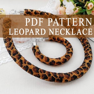 Bead crochet necklace Pattern PDF, Beading tutorial PDF, Diy Leopard Necklace pattern, PDF Beadwork pattern, Crafter gift, Jewelry making