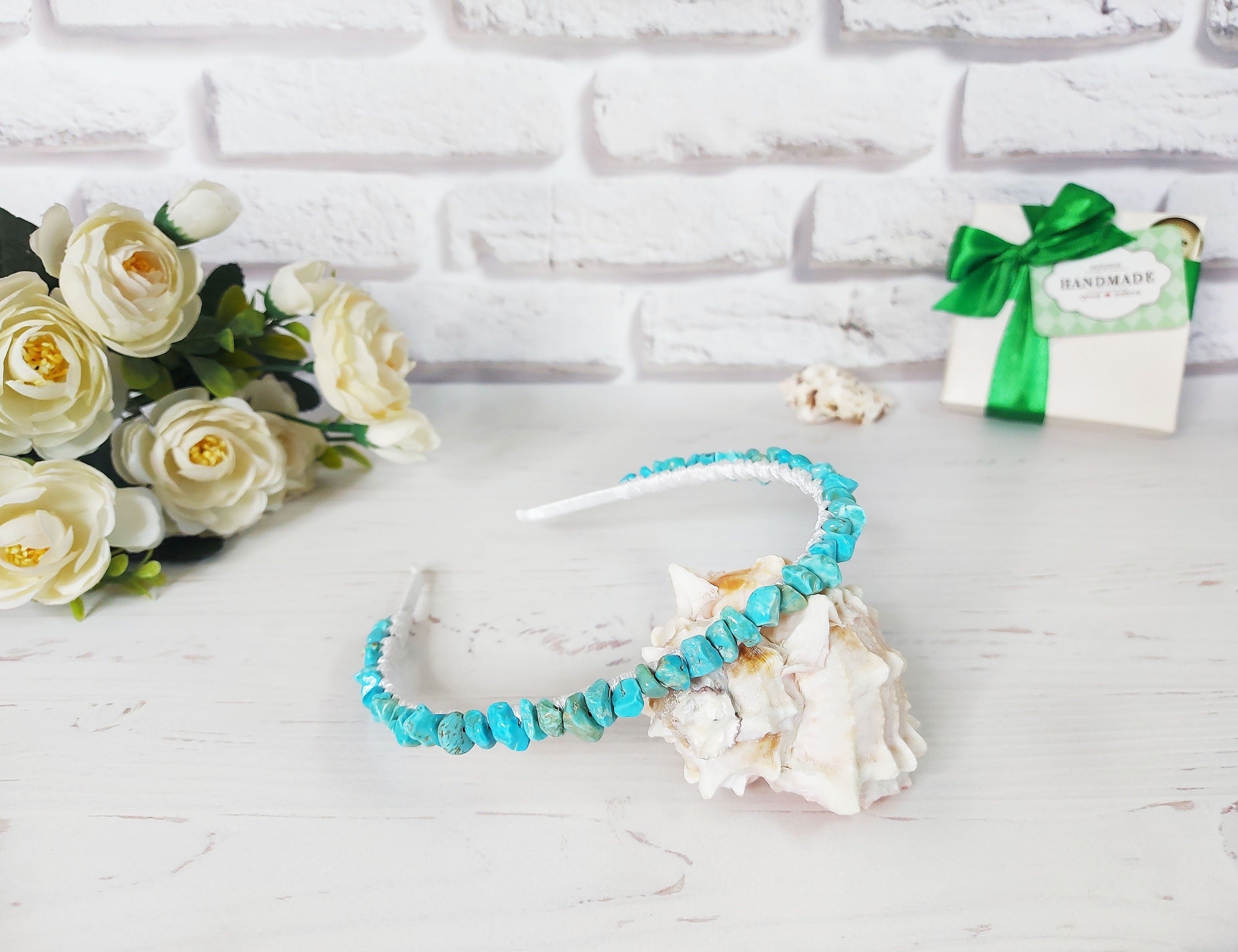 Turquoise headband, Wedding headpiece, Boho beaded headpiece, Blue gemstone headband, Blue hair piece jewelry for girl, Gemstone hairpiece