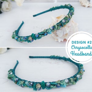 Chrysocolla gemstone headband, Blue green crystals crown girl, Sparkle Birthday hairband, Bling wedding hair jewelry, Bridal stone headpiece Design #2