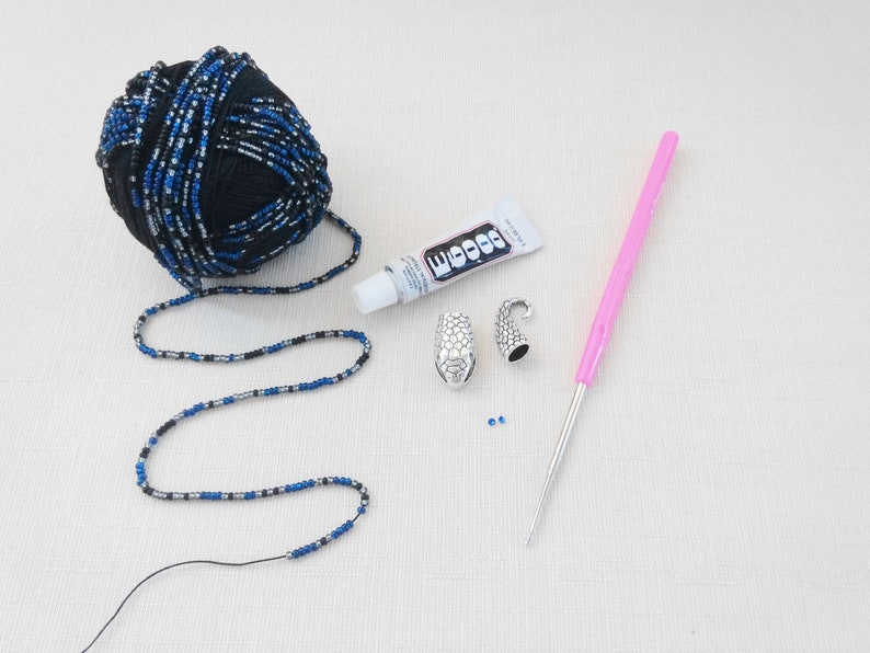 Adult Craft Jewelry making KIT diy bead crochet necklace Seed bead necklace Bead crochet KIT DIY Kit blue snake necklace