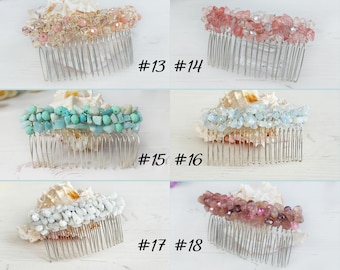 Gemstone wedding hair clip Bridal beaded hair comb Gem stones crystal hair piece bridesmaid Jeweled women headpiece Bling hair comb