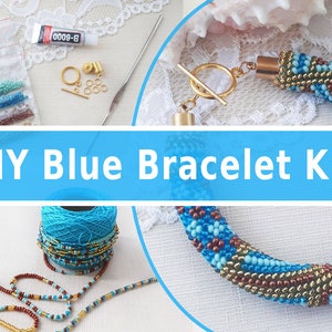 Diy seed beaded crochet bracelet kit, diy kit gift for adults, Bracelet making KIT, Craft kit, Bead jewelry pattern, Beading kit for women