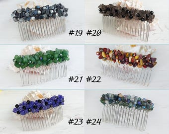 Peineta de piedras preciosas, pinza para el cabello de cristales, adorno para el cabello con cuentas, peineta enjoyada, tocado de boda de piedra, accesorios para el cabello de novia, tocado para mujer