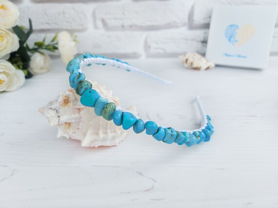Turquoise Gemstone Headband, Girl Headpiece for Prom, Bridal  display picture 1