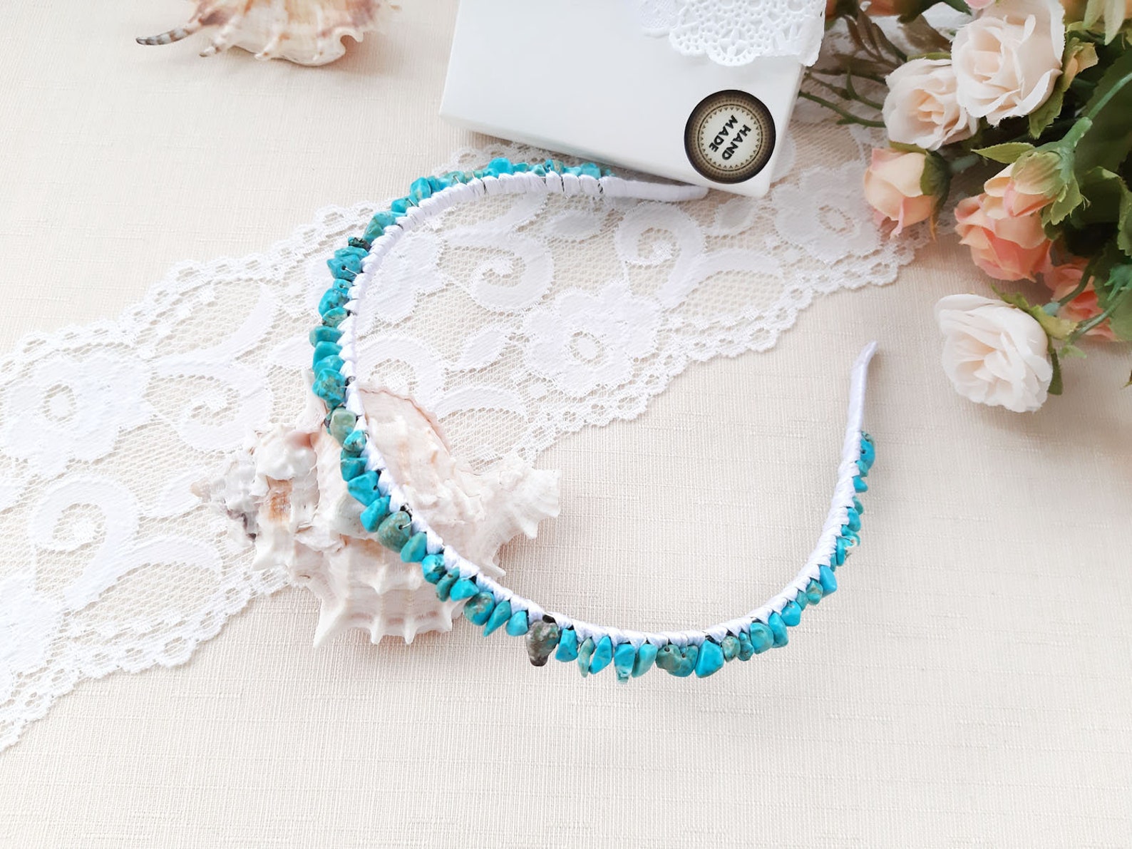 turquoise wedding headpiece
