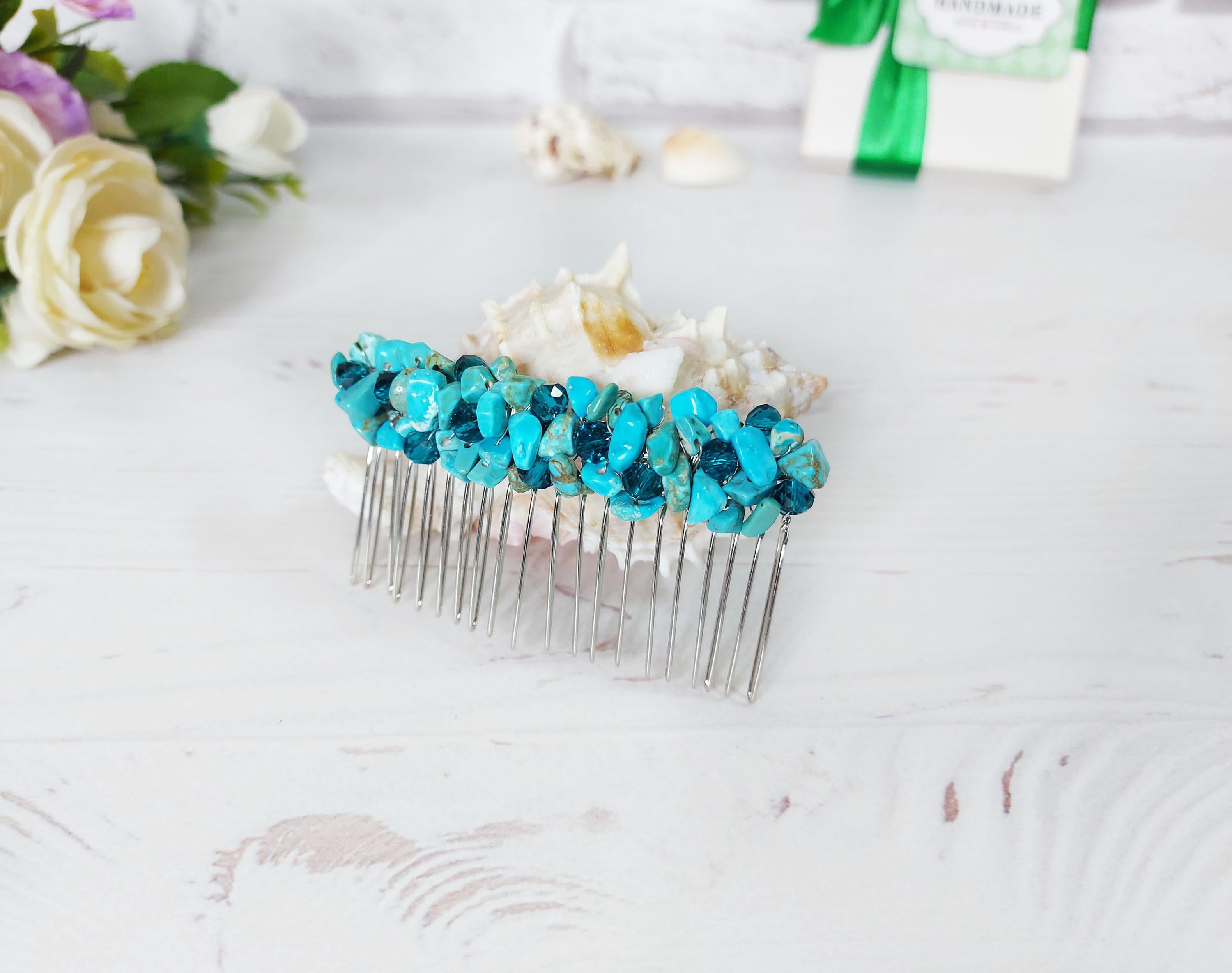 Silver & Turquoise Hair Clips - Etsy display picture 1