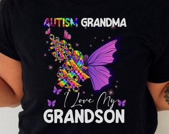 Autism Grandma I Love My Grandson Short Sleeve T-Shirt, Autism Awareness Shirt, Mother's Day Shirt, Autistic Child Grandma, Gift for Grandma