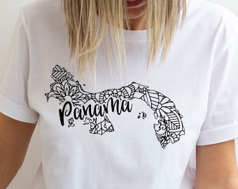 Mandala Panama Short Sleeve T-Shirt, Travel Panama Mandala Print TShirt, Traveler's Shirt, Traveler Gift, Travel Panama  Gift