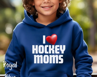 I Love Hockey Moms Youth Hoodie Sweatshirt, Hockey Player Hooded Sweatshirt, Hockey Team Gifts, Hockey Youth Hoodie, Hockey Youth Sweatshirt