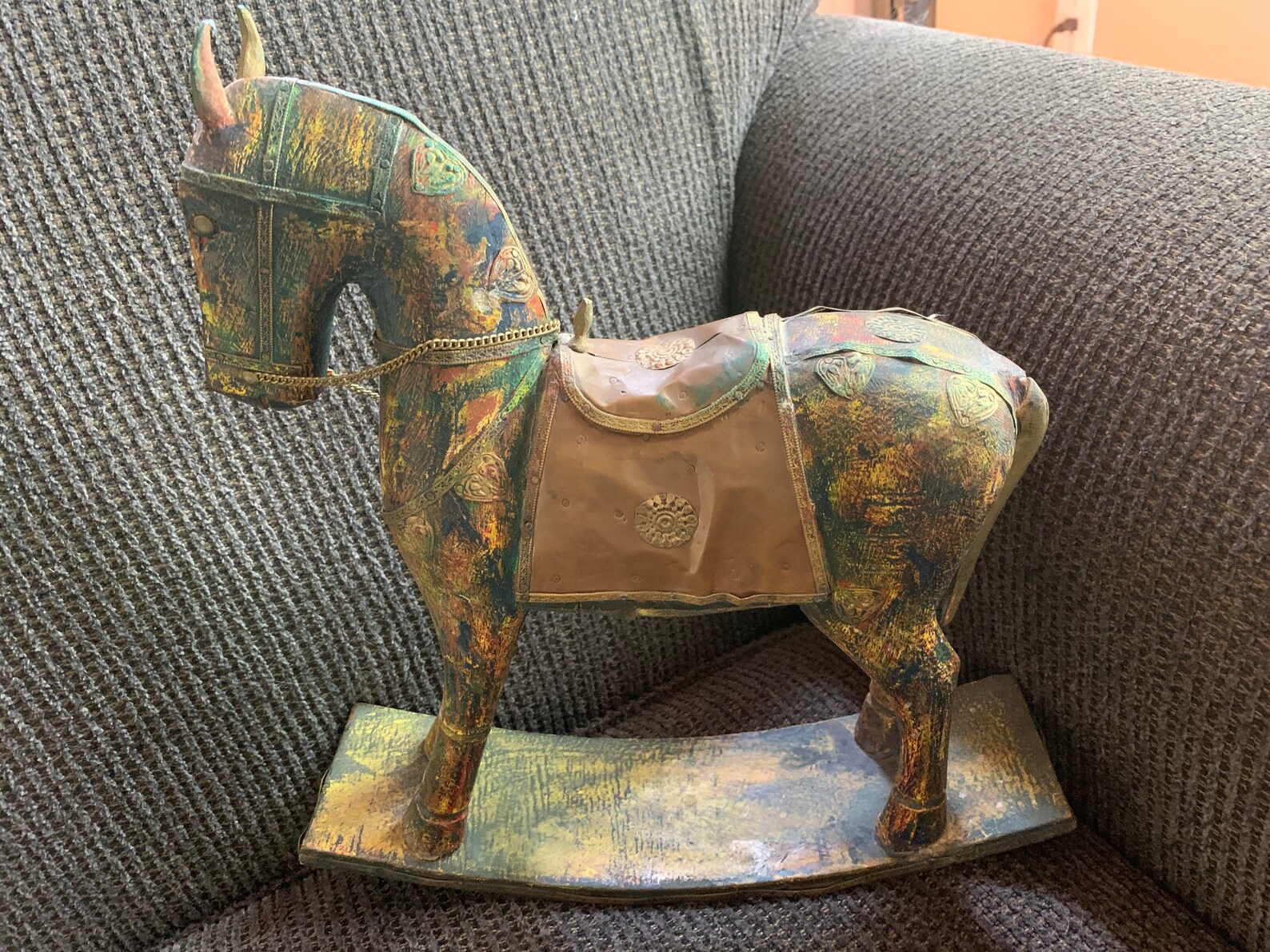 Vintage Rocking Horse Sculptures Set of Two. Resin Brass and Etsy