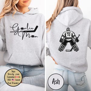 Goalie Hockey Mom Custom Hoodie, Goalie Mama Personalized Sweatshirt, Hockey Mom Sweater, Hockey Lover Shirt, Hockey Mom Gift,Game Day Sweat Ash
