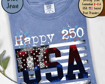 Happy 250th USA Comfort Colors Tee, USA 250th Anniversary Gift, Vintage USA Birthday TShirt, Independence Day Shirt, Patriotic Gift