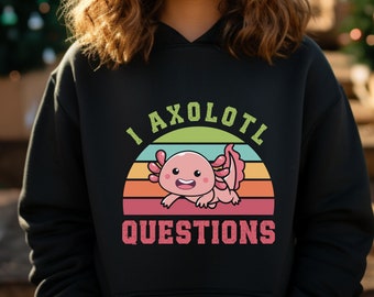 Funny I Axolotl Questions Youth Hooded Sweatshirt, Axolotl Youth Hoodie Sweatshirt Youth Axolotl, Salamander Lover Youth Shirt, Axolotl Lover Hoodie Sweat-shirt