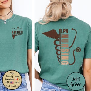 Comfort Colors Custom LPN Nurse Tee with Name, Personalized LPN Backprint TShirt, New Nurse Shirt, Nurse Clothing, Cute Nurse Gift