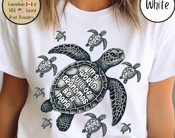 Camiseta personalizada con colores cómodos para abuela, camiseta personalizada de tortuga marina para abuela, regalo para abuela, regalo para abuela amante de las tortugas, linda camiseta para abuela