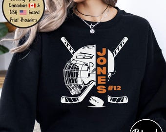 Custom Hockey Sweatshirt, Personalized Hockey Hoodie, Youth Ice Hockey Sweatshirt, Proud Hockey Mom Gift, Hockey Dad Present, Hockey Player