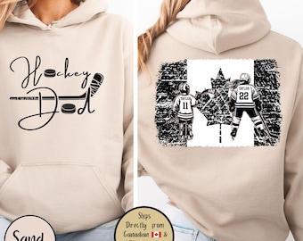Hockey Dad Custom Hoodie, Hockey Dad Personalized Sweatshirt, Hockey Dad Canadian Flag Sweater, Hockey Lover Shirt, Hockey Dad Gift,Game Day