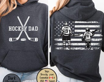 Hockey Dad Custom Hoodie, Ice Hockey Dad Personalized Sweatshirt, Hockey Dad Sweater, Hockey Lover Shirt, Hockey Dad Gift, Sport Dad Present