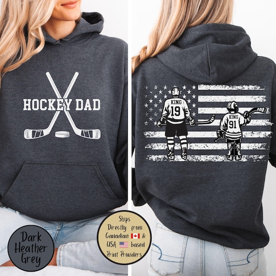 Hockey Dad Custom Hoodie, Ice Hockey Dad Personalized Sweatshirt, Hockey Dad Sweater, Hockey Lover Shirt, Hockey Dad Gift, Sport Dad Present
