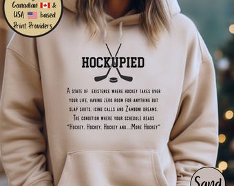 Funny Hockey Hoodie, Hockupied Definition Sweatshirt, Hockey Mom Sweater, Gift for Hockey Dad, Hockey Lover Present, Hockey Lover Hoodie