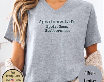Camiseta divertida con cuello en V para amantes de los caballos, regalo para amantes de la equitación, camiseta para amantes del caballo Appaloosa, camiseta de verano para montar a caballo, ropa ecuestre divertida