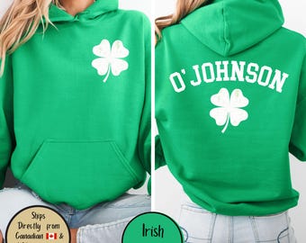 Custom Shamrock Personalized O Name St Patricks Day Sweatshirt, Cute Irish Drinking Shirt, St Paddys Parade Hoodie, Irish Family Sweatshirts