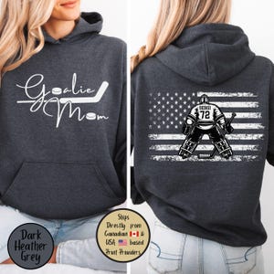 Goalie Hockey Mom Custom Hoodie, Goalie Mama Personalized Sweatshirt, Hockey Mom Sweater, Hockey Lover Shirt, Hockey Mom Gift,Game Day Sweat Dark Heather