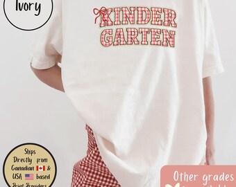 Kindergarten Teachers Comfort Colors Tee, Retro Cottagecore Teachers Shirt, Primary Teacher Shirt, Back to School Teacher Shirt